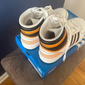 Adidas Women’s Top Ten White and Orange high top neakers